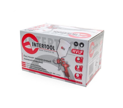 HVLP RED PROF Краскораспылитель 1,4 мм, верхний пластиковый бачок 600 мл INTERTOOL PT-0104