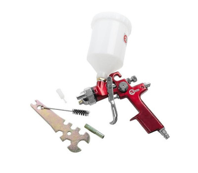 HVLP RED PROF Краскораспылитель 1,4 мм, верхний пластиковый бачок 600 мл INTERTOOL PT-0104