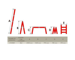 Лестница алюминиевая мультифункциональная трансформер 4x2 ступ. 2,50 м INTERTOOL LT-0028-foto3