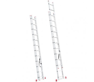 Лестница алюминиевая 2-х секционная универсальная раскладная 2x12 ступ. 5,93 м INTERTOOL LT-0212