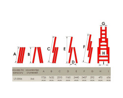 Лестница алюминиевая 3-х секционная универсальная раскладная 3x6 ступ. 3,41 м INTERTOOL LT-0306-foto4