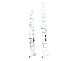 Лестница алюминиевая 3-х секционная универсальная раскладная 3x8 ступ. 5,09 м INTERTOOL LT-0308-foto4