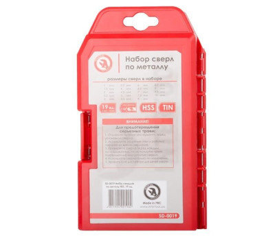 Набор сверл по металлу HSS 19 шт INTERTOOL SD-0019