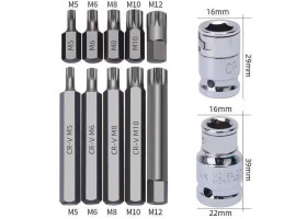 Набір біт з адаптерами 1/2 & 3/8 TORX, HEX, SPLINE 40од. REWOLT T1347-foto2