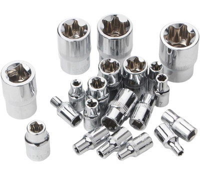 Набор торцевых головок E-Torx (E4–E24), 1/4", 3/8", 1/2", 14 ед. REWOLT T1349