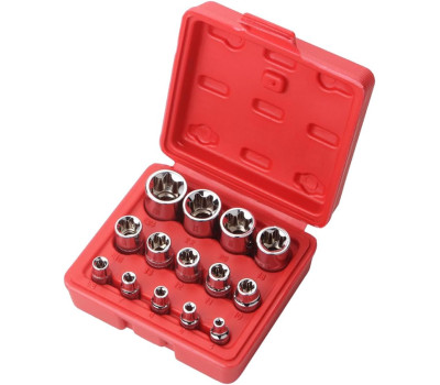 Набор торцевых головок E-Torx (E4–E24), 1/4", 3/8", 1/2", 14 ед. REWOLT T1349